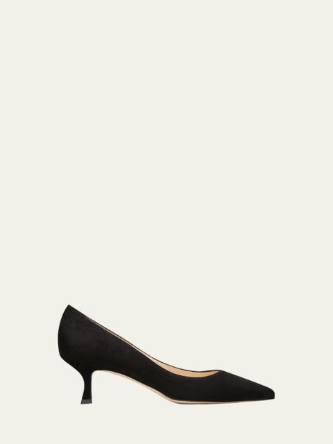 Manolo Blahnik Srila Suede Low-Heel Pump