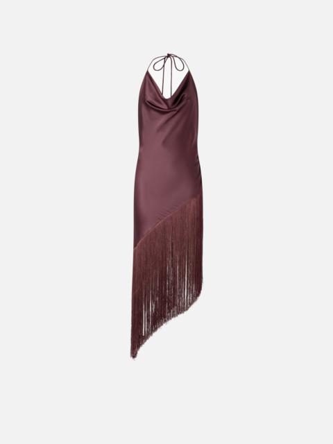 PINKO ASYMMETRICAL TOP IN SATIN WITH FRINGES