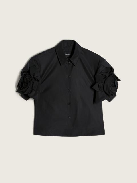 Simone Rocha Cropped Rose Puff Sleeve Shirt