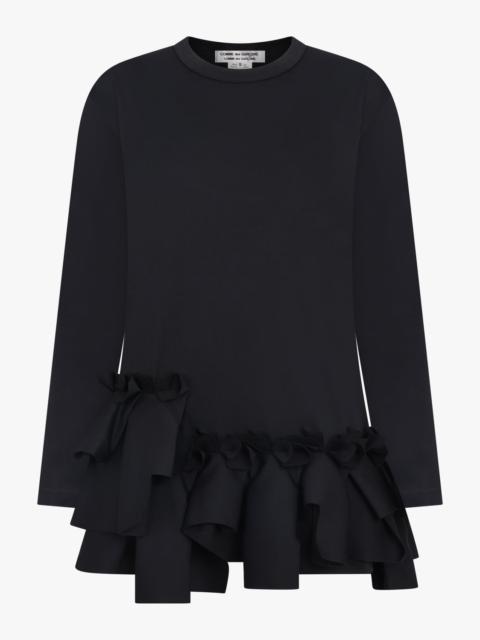 Comme Des Garçons CREW NECK LS  TOP WITH RUFFLE HEM | BLACK