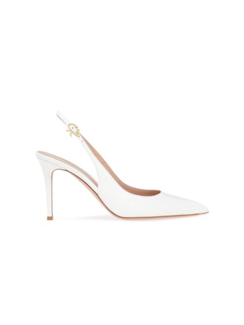 Gianvito Rossi Ribbon Sling Leather Pumps white