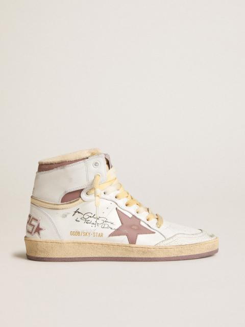 Sky-Star in white leather with pink leather star