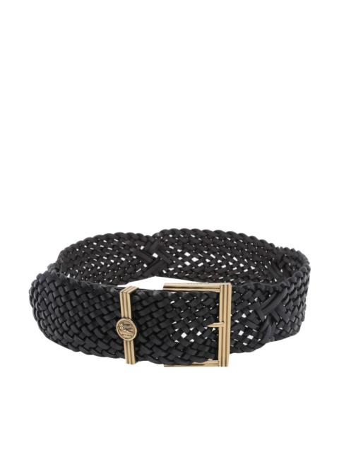 Etro Etro Women Woven Leather With Coin Buckle Belt