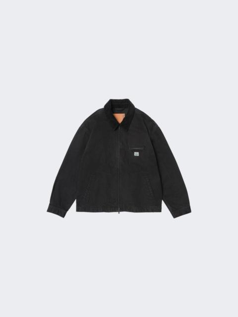 vowels Corduroy Collared Zip-up Jacket Black