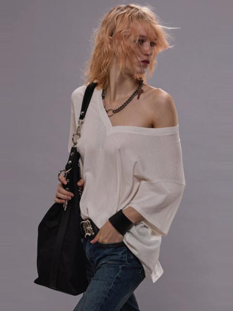 R13 RELAXED CASHMERE V-NECK - WHITE