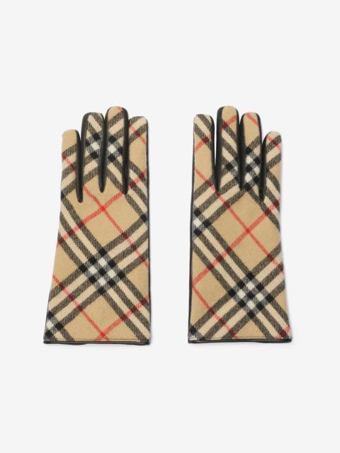 Burberry Check Wool Cashmere Gloves