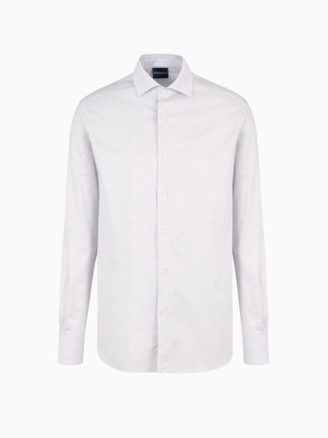 EMPORIO ARMANI Printed-pattern stretch cotton shirt