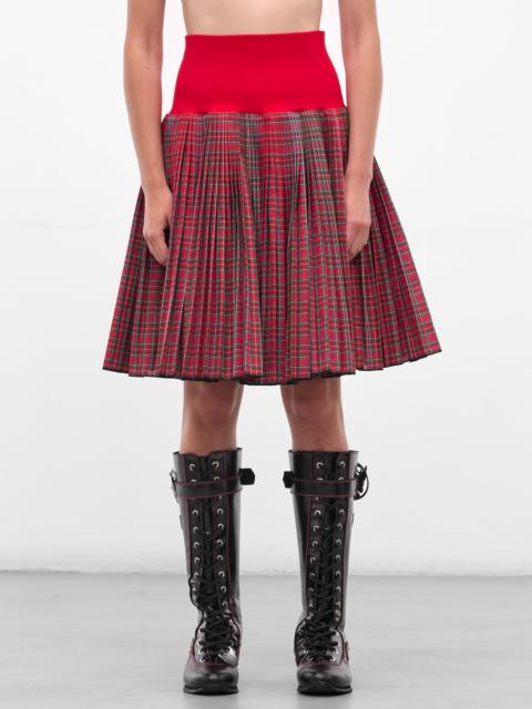 Chopova Lowena Red Fret Tartan Midi Skirt