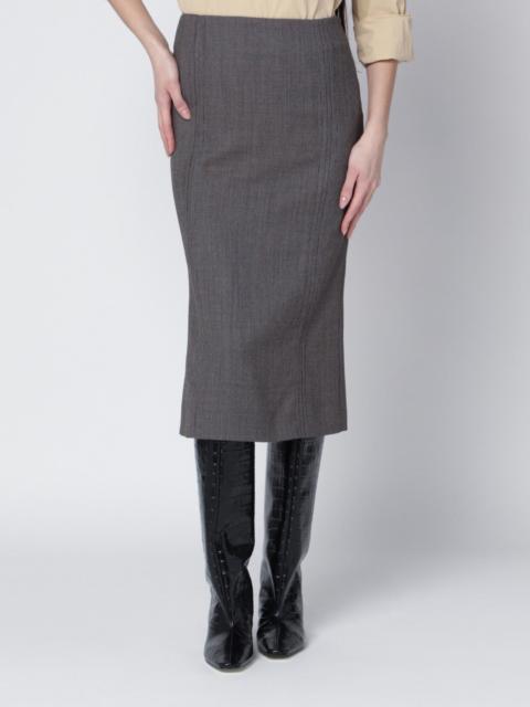 MM6 Maison Margiela Brown and beige patterned wool midi skirt