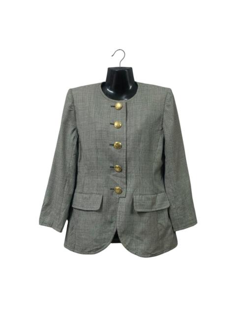 Vtg Yves Saint Laurent Plaid Blazer Jacket