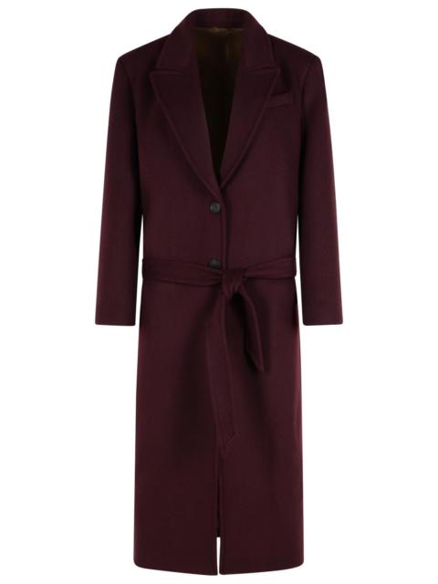 THE ATTICO The Attico Burgundy Virgin Wool Blend Long Coat