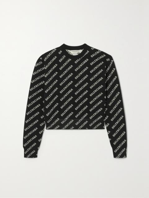 BALENCIAGA Cropped Intarsia-knit Sweater
