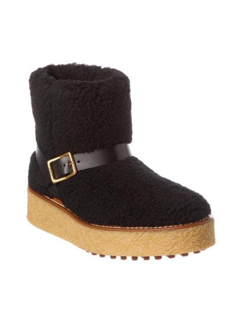 Tod's TODs Shearling & Leather Platform Boot