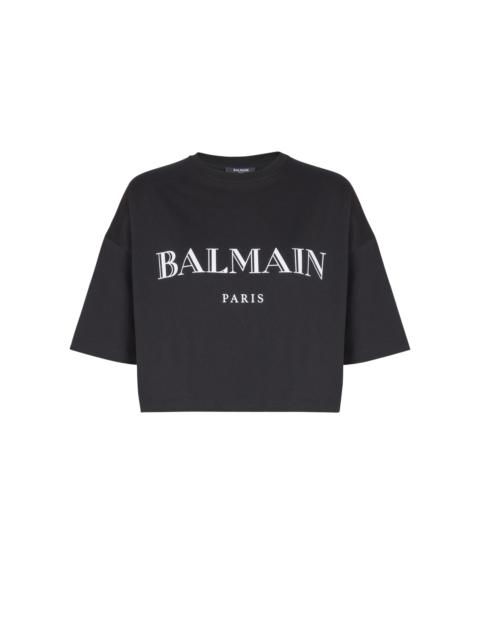 Balmain Boxy cropped T-shirt with Balmain print
