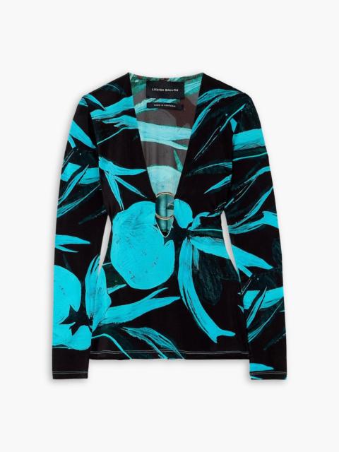 Other Designers Helios embellished printed stretch-jersey top