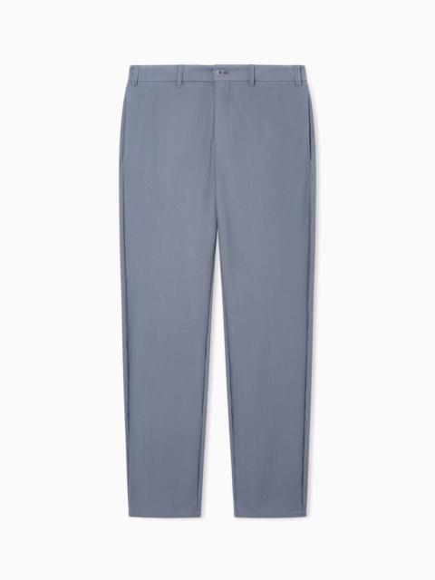 GIORGIO ARMANI TECHNICAL WAFFLE FLAT-FRONT TROUSERS