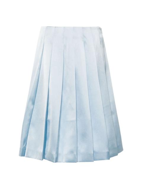 self-portrait Blue Satin Midi Skirt