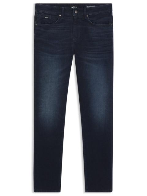 BOSS DELAWARE SLIM-FIT JEANS IN DARK-BLUE STRETCH DENIM
