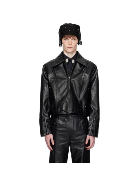 Kiko Kostadinov Black Kraner Cropped Leather Jacket