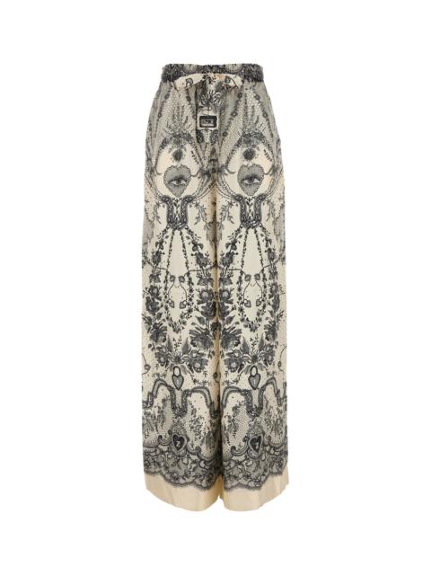 パンツ ZIMMERMANN Printed Silk Crush Wide-Leg Pant Zimmermann Women Printed Silk Crush Wide-leg Pant In Gray