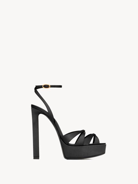 SAINT LAURENT CHANDELLE PLATFORM SANDALS IN SATIN CREPE