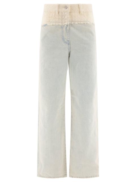 Givenchy Oversized Denim And Tweed Mixed Jeans With 4g Detail