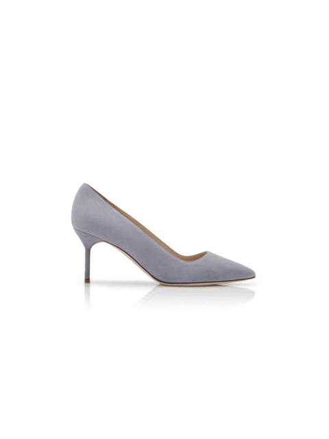Manolo Blahnik Light Grey Suede Pointed Toe Pumps