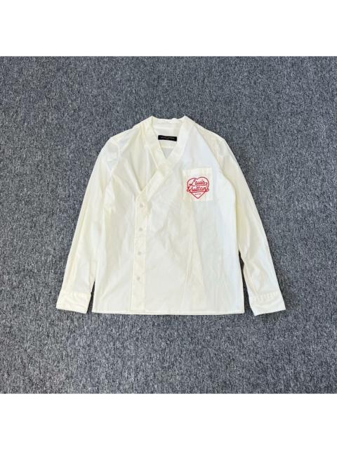 Louis Vuitton Louis Vuitton x Nigo collaboration asymmetrical placket heart logo long-sleeved shirt
