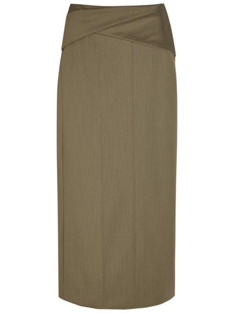 Victoria Beckham Victoria Beckham Wrap-detail Wool-blend Midi Skirt