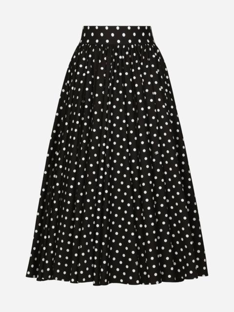 Dolce & Gabbana Cotton calf-length circle skirt with polka-dot print