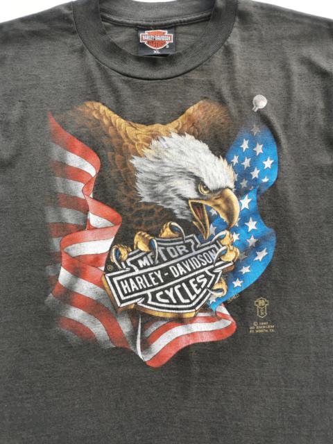 Other Designers 1987 Harley Davidson Eagle USA Flag 3D Emblem Vintage Tshirt