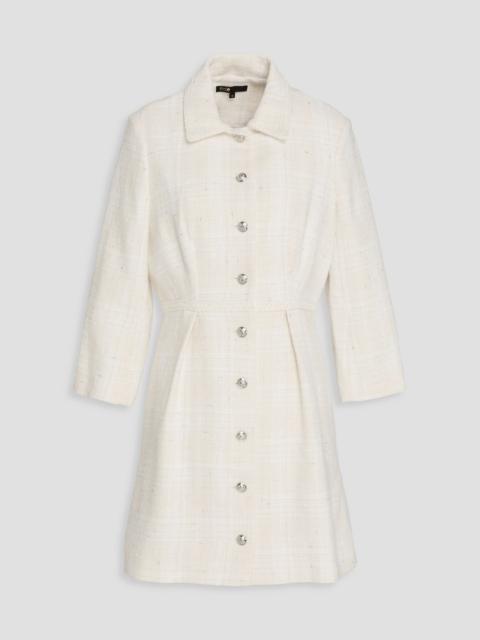 maje Metallic tweed mini shirt dress