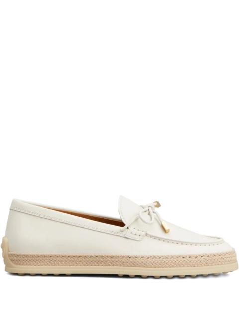 Tod's Tod's Women Raffia Weaving Leather Loafers With Laces