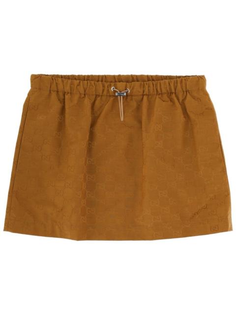 GUCCI MINISKIRT WITH "GG" WEAVE AND ADJUSTABLE DRAWSTRING