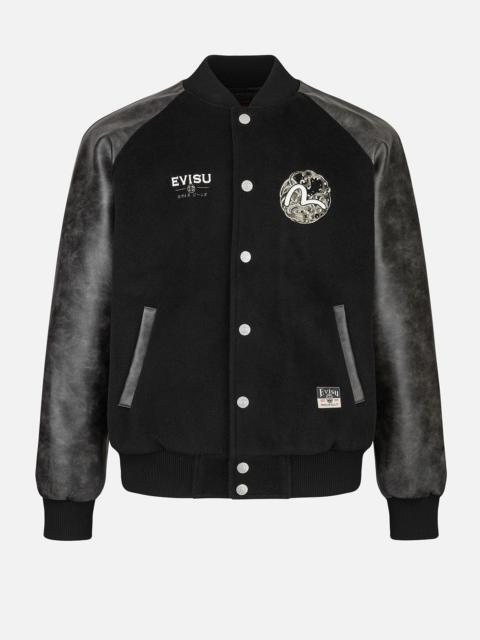 EVISU Ebisu and Seagull Embroidery Relax Fit Padded Varsity Jacket