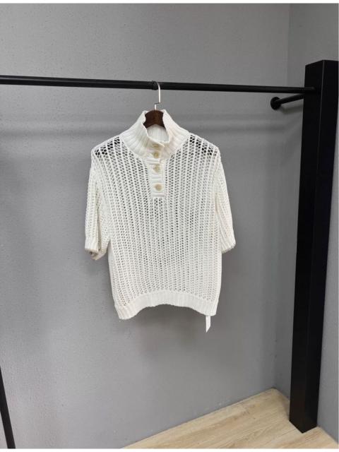 Brunello Cucinelli BRUNELLO CUCINELLI Open-knit cotton polo shirt 