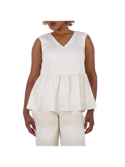Max Mara Max Mara Weekend Ladies Nebbie White Peplum Blouse