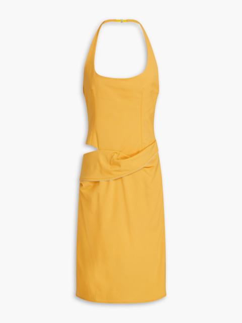 JACQUEMUS Hielo cutout draped wool-blend halterneck dress