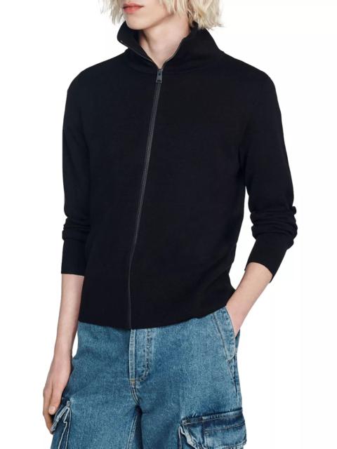 Sandro Zip Front Wool Cardigan