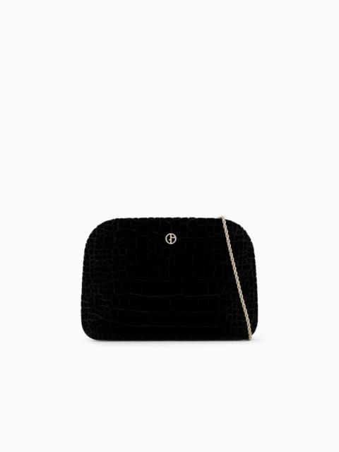 GIORGIO ARMANI La Prima croc-quilted velvet clutch bag