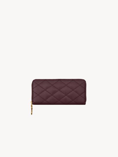 SAINT LAURENT CASSANDRE BIJOU ZIP WALLET IN GRAIN DE POUDRE LEATHER