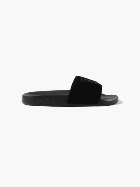 TOM FORD Harris logo-embroidered velvet slides