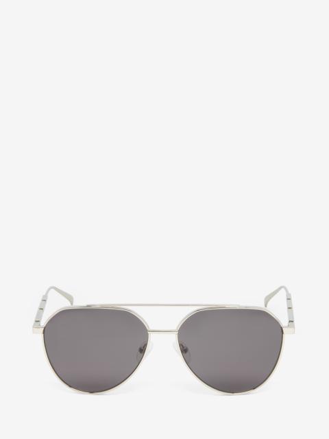 Alexander McQueen Metal Plaque Pilot Sunglasses