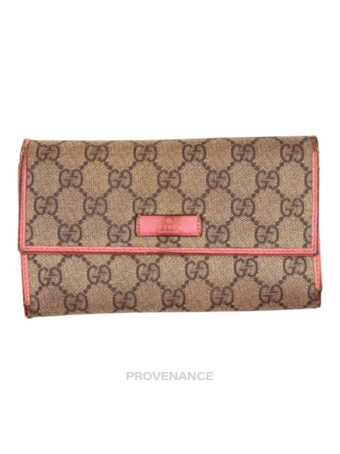 GUCCI Gucci Long Wallet - GG Supreme Pink