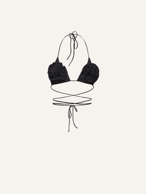 MAGDA BUTRYM Floral strappy triangle bikini top in black