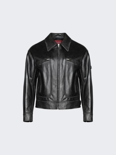 GUCCI Treated Bull Leather Jacket Black