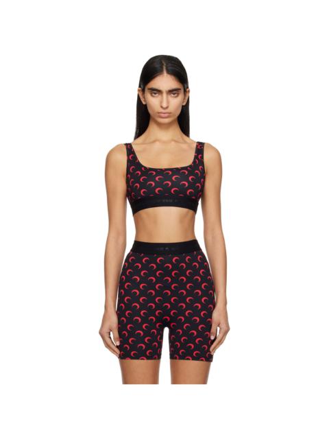 Marine Serre SSENSE Exclusive Black & Red Moon Printed Jersey Sport Bra