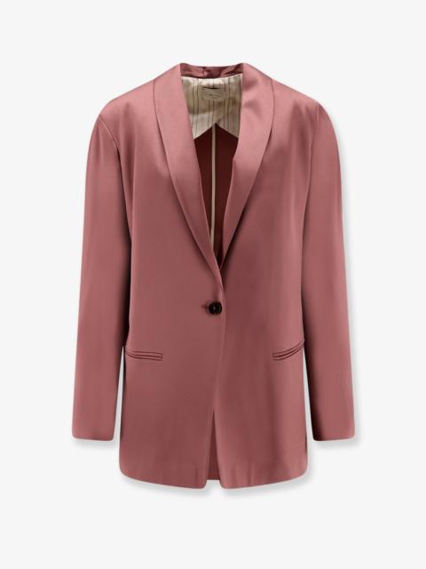Other Designers Alysi Single-Breasted Satin Blazer