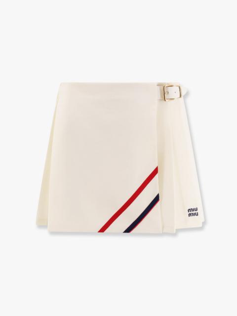 Miu Miu Miu Miu Plissã© Wool And Mohair Skirt