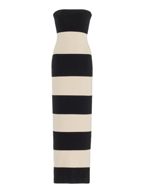 POSSE Exclusive Theo Striped Jersey Strapless Maxi Dress stripe